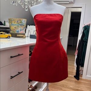 Zara Vibrant Red Strapless Dress